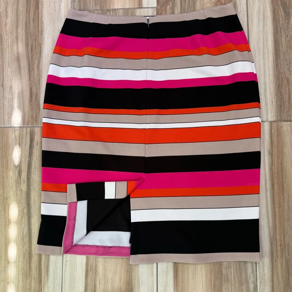 Kasper | Striped Multicolor Stretch Suit Skirt Size 16 - Picture 7 of 9